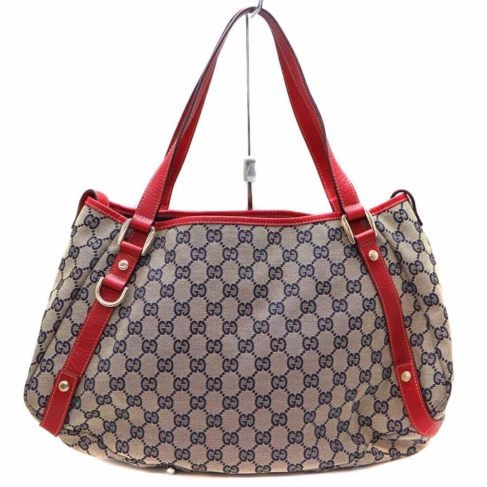 Gucci Abbey Canvas GG Bag Tote Leather